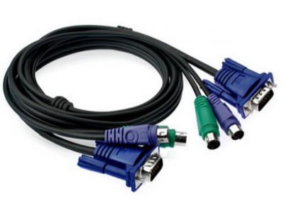 2 Port KVM Switch PS/2 Controller With 2 Cables For PC