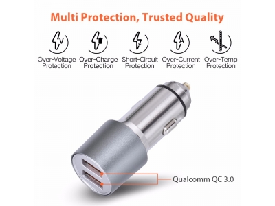 Metal dual usb fast qc3.0 QC 3.0 car charger