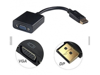 DP to VGA Female Adapter Cable Converter