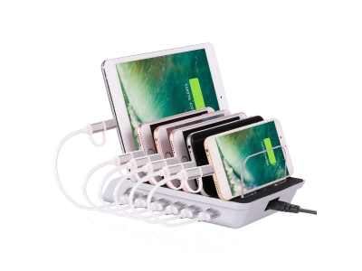 Multip 6 Ports Tablet Phone Smartwatch Organizer USB Charger Charging Dock Station With EU/UK/US/AU/JP charging cable