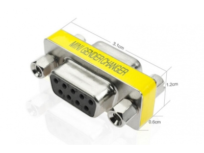 Mini Gender Changer 9 pin Female to F Serial RS232 Adapter