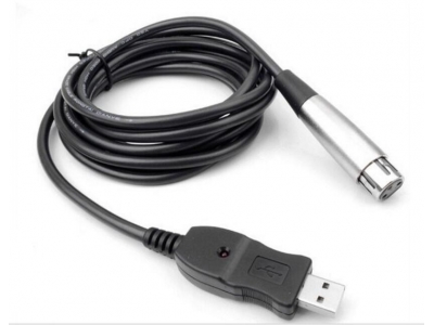 USB Microphone cable XLR Female to USB Male 3m 9ft Black cable