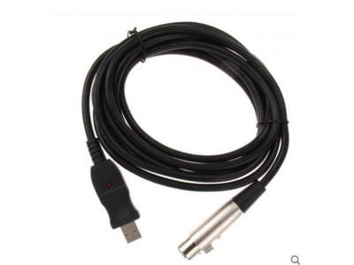 USB Microphone cable XLR Female to USB Male 3m 9ft Black cable