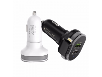 Manufacturer Aluminum Alloy 2 usb Port car charger with cable