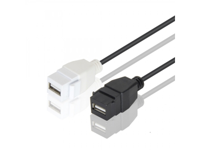 USB 2.0 A male to USB 3.0 A female with keystone cable