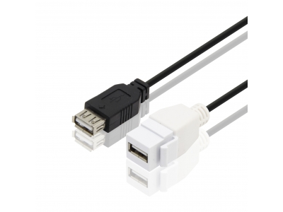 USB 2.0 A male to USB 3.0 A female with keystone cable