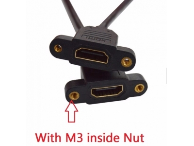 ​HDMI Cable A Type  Female lvds Extension Cable with Screw nuts holes HDMI Lock Panel Mount Cable