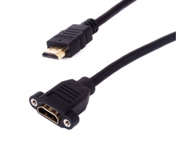 HDMI Male to Female Panel Mount Extension Cable with Screw Nuts  Gold Plated Support 3D 4K 1080P cable