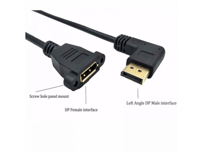 DisplayPort Male to Female DP Panel Mount extension cable with screw nut locking support 4K resolution cable