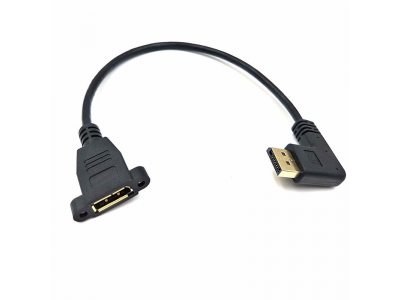 DisplayPort Male to Female DP Panel Mount extension cable with screw nut locking support 4K resolution cable