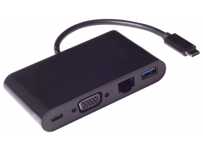 USB 3.1 Type C to VGA + Gigabit Ethernet + USB3.0+Type-C Charging Adapter