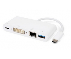 Type-C to DVI+USB 3.0+Gigabit Ethernet+Type-C PD Charging
