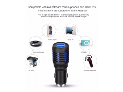 2 USB Port Durable Car Charger with QC 3.0 Quick Charge