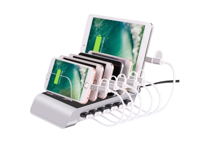 Multip 6 Ports Tablet Phone Smartwatch Organizer USB Charger Charging Dock Station With EU/UK/US/AU/JP charging cable