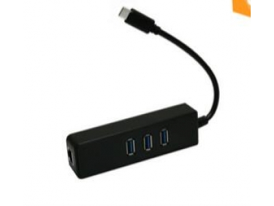 USB 3.1 Type C to 3 Ports USB 3.0 Hub with Rj45 Adapter