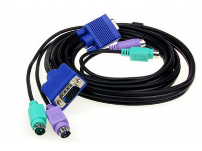 2 Port KVM Switch PS/2 Controller With 2 Cables For PC