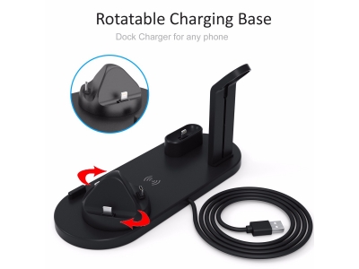3in1 charging station with wireless pad charging stand for apple watch and airpods