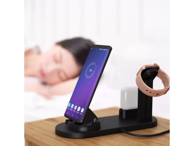 3in1 charging station with wireless pad charging stand for apple watch and airpods