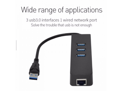 3 Ports USB 3.0 Gigabit Ethernet Lan RJ45 Network Adapter Hub to 1000Mbps Mac PC