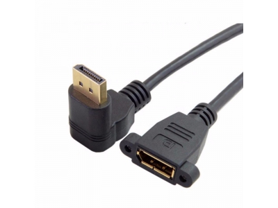 DisplayPort Male to Female Panel Mount Right Angle 90 Degree DP Extension Cable