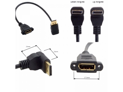 DisplayPort Male to Female DP Panel Mount extension cable with screw nut locking support 4K resolution cable
